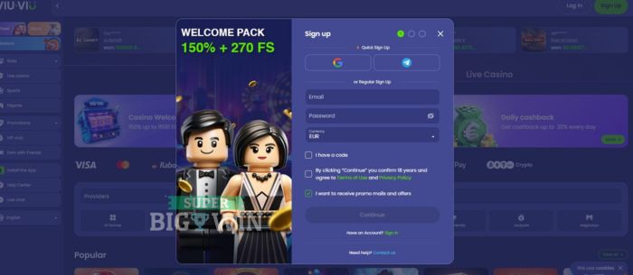 ViuViu Casino live casino sectie